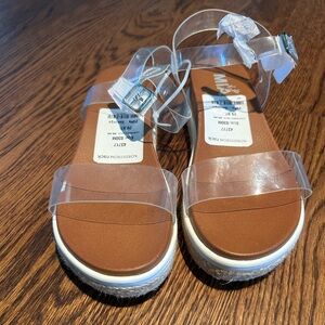 Mia Kids Transparent Strap Sandals with Brown Footbed